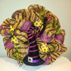 Mesh and ribbon Halloween wreath